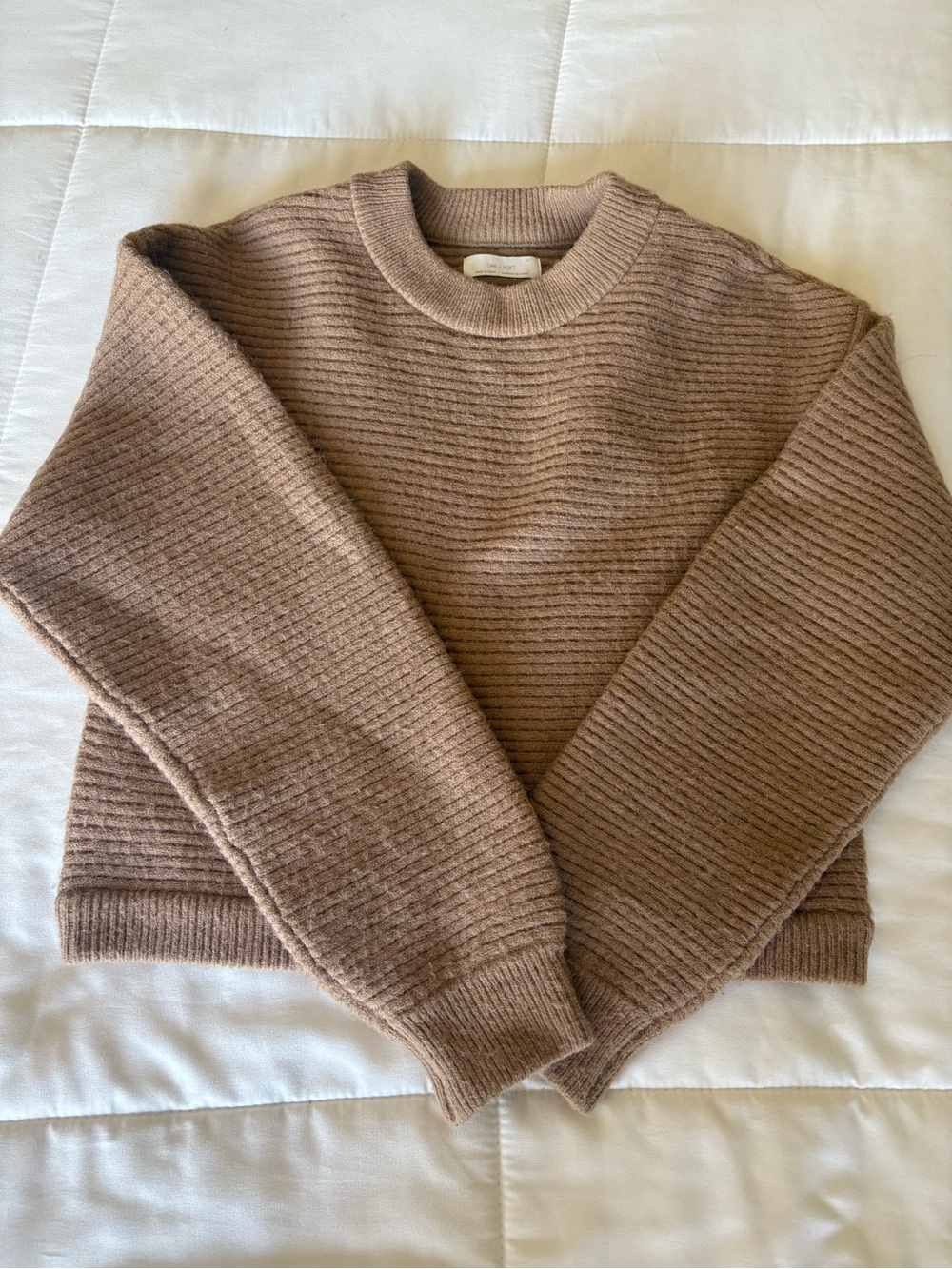 OAK + FORT Ribbed Crewneck Sweater - Camel